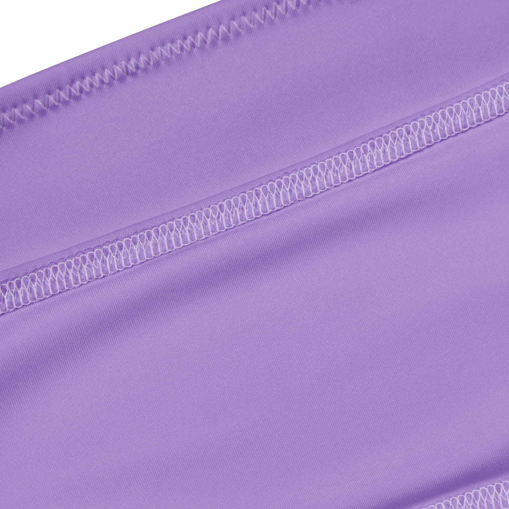 Women’s lavender purple recycled bandeau bikini with white zigzag stitching quick drying fabric upf 50+