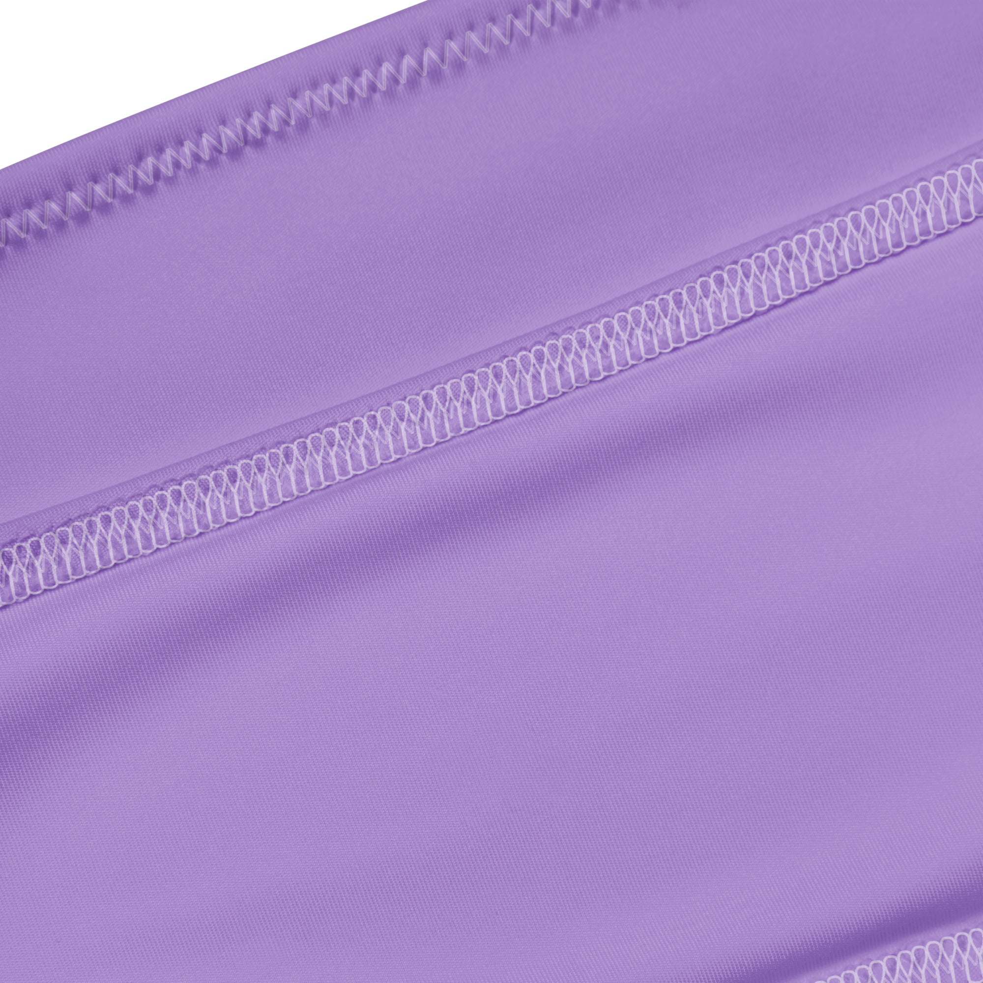 Women’s lavender purple recycled bandeau bikini with white zigzag stitching quick drying fabric upf 50+