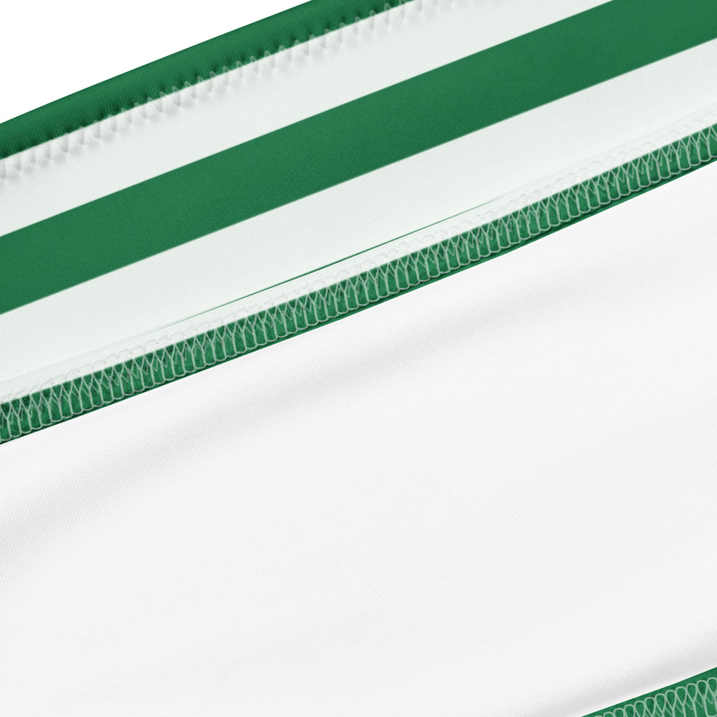 Women's Green & White Striped Christmas Recycled Bandeau Bikini - Quick Drying Fabric With UPF 50+