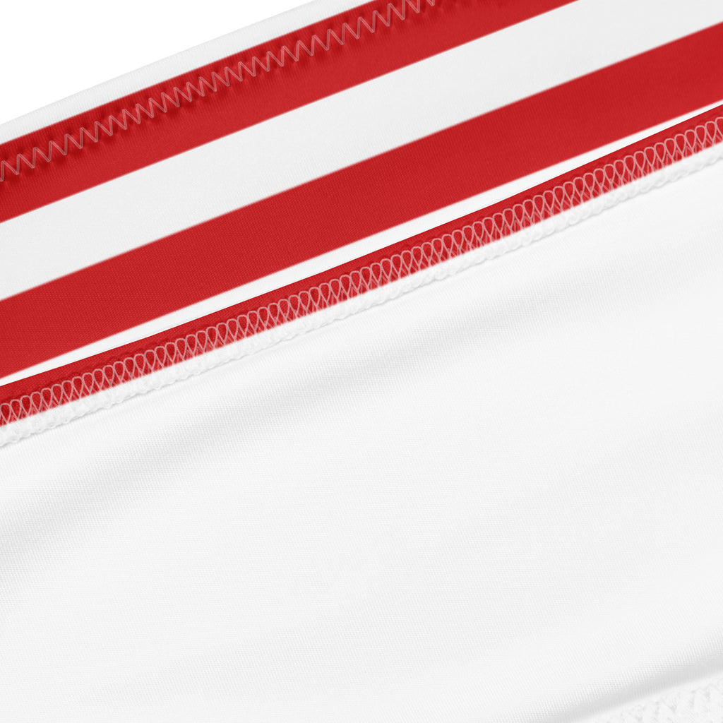 Women's Red & White Striped Christmas Recycled Bandeau Bikini - Quick Drying Fabric With UPF 50+