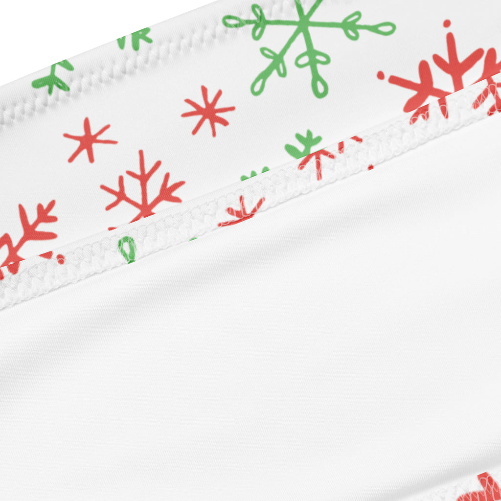 Women's Red & Green Snowflakes Christmas Recycled Bandeau Bikini - Quick Drying Fabric With UPF 50+