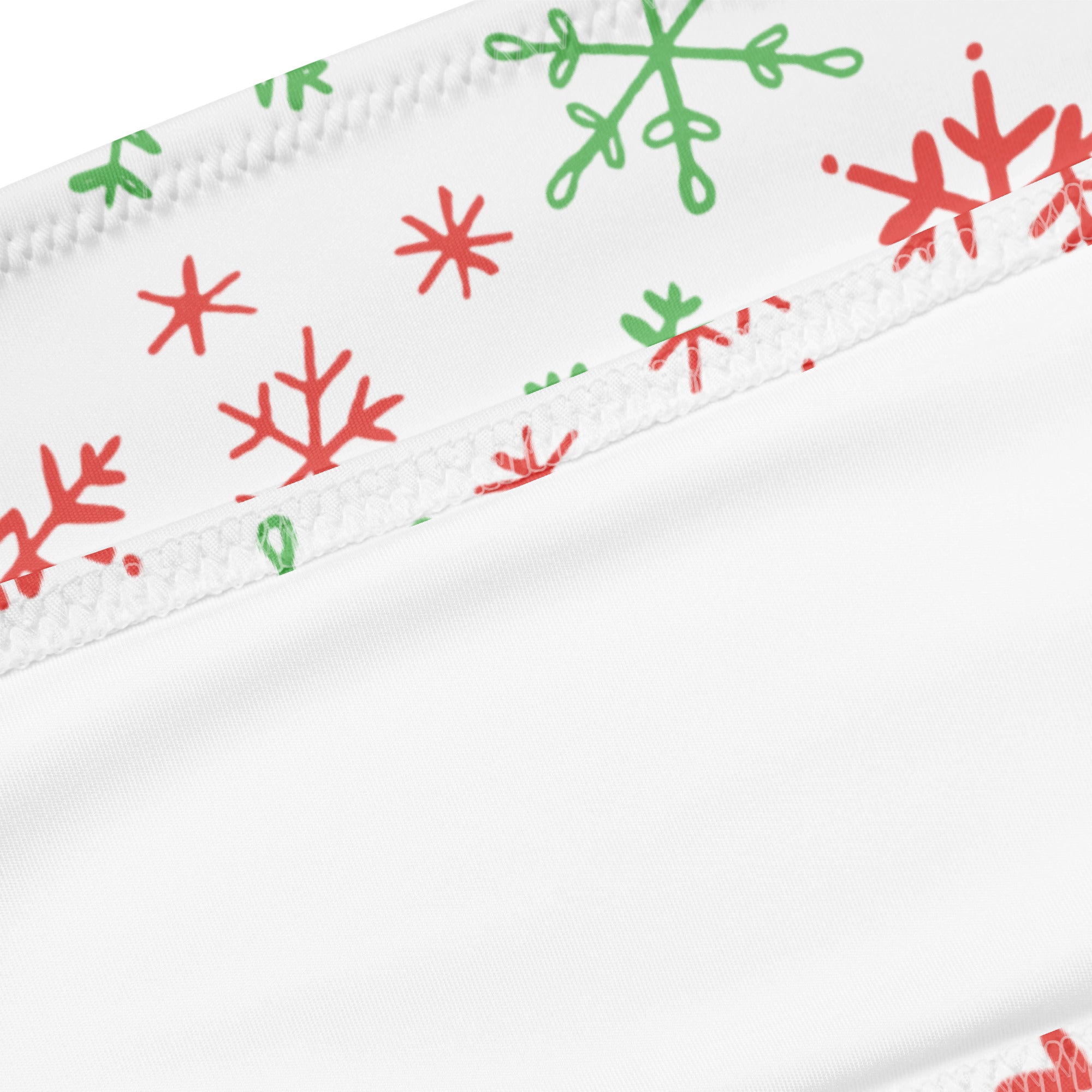 Women's Red & Green Snowflakes Christmas Recycled Bandeau Bikini - Quick Drying Fabric With UPF 50+