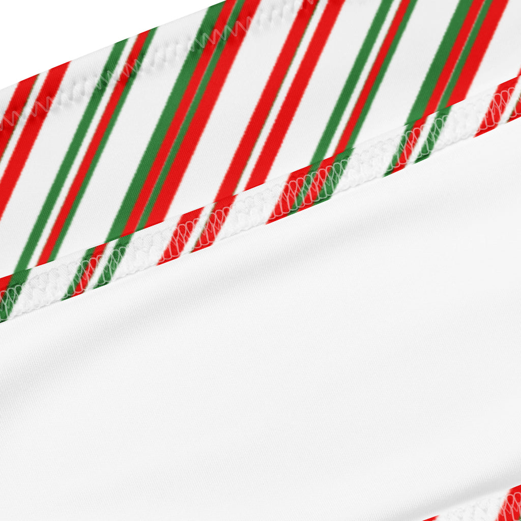 Women's Christmas Stripe Recycled Bandeau Bikini - Quick Drying Fabric With UPF 50+