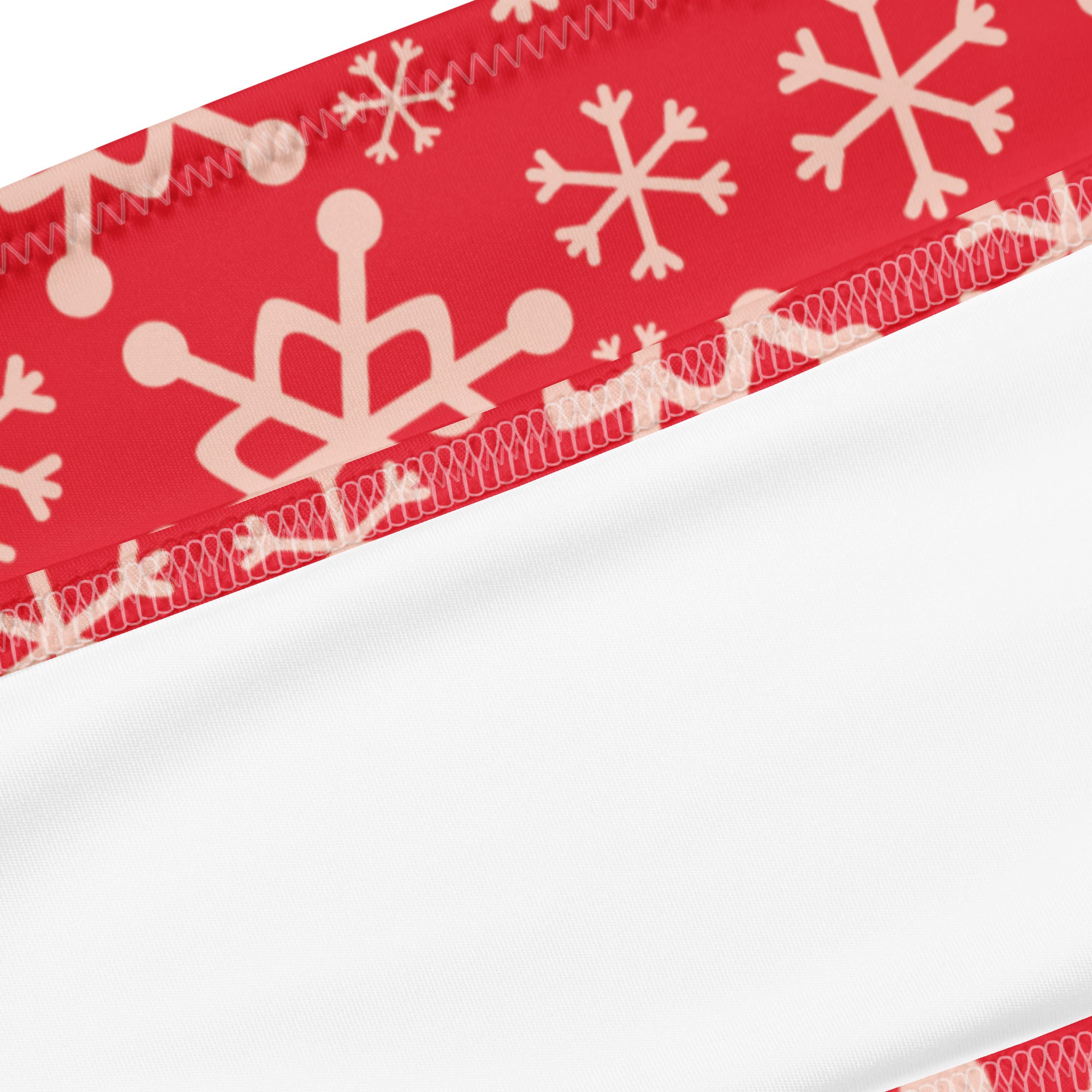 Women's Red Snowflake Recycled Bandeau Bikini - Quick Drying Fabric With UPF 50+