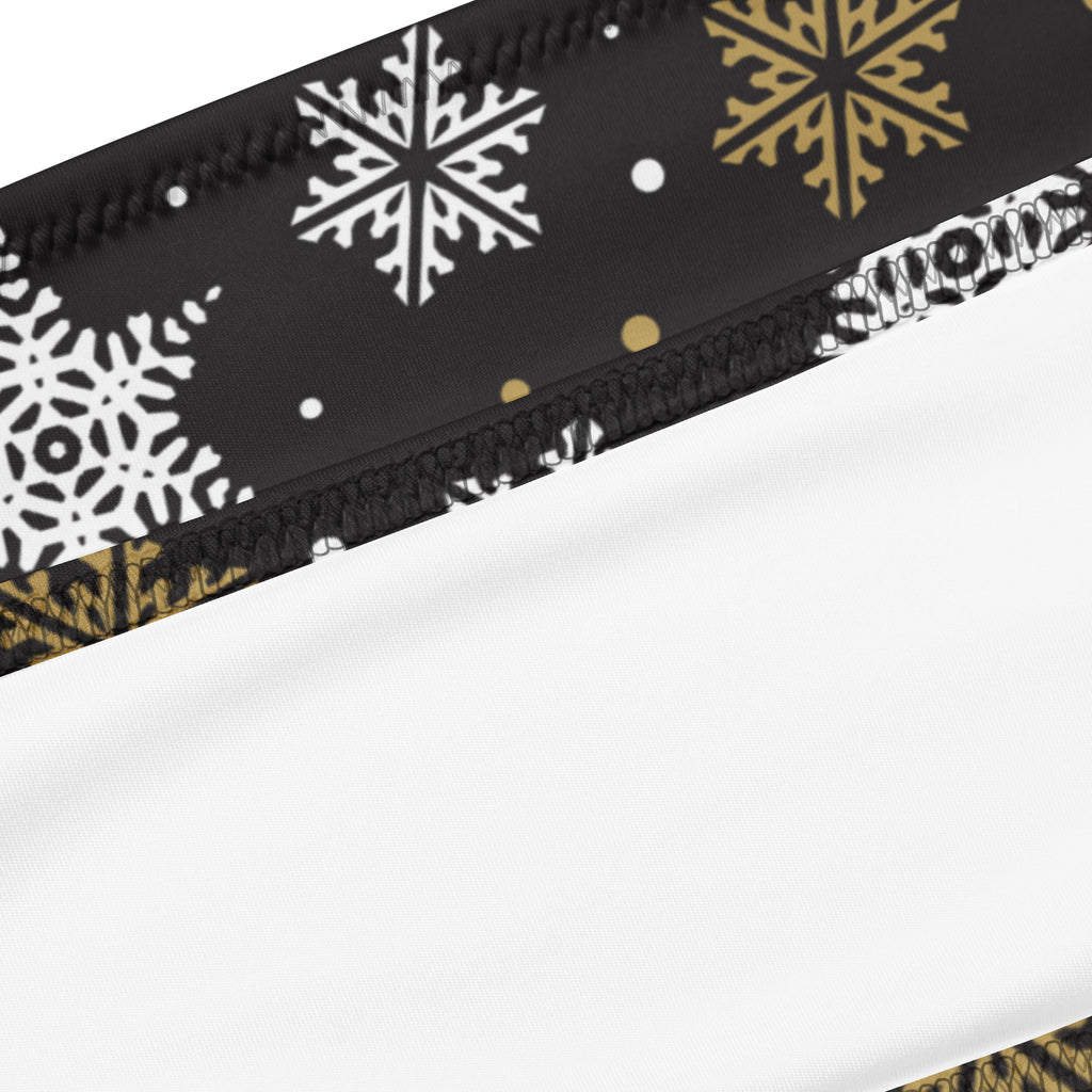 Women's White & Gold Snowflakes Recycled Bandeau Bikini - Quick Drying Fabric With UPF 50+