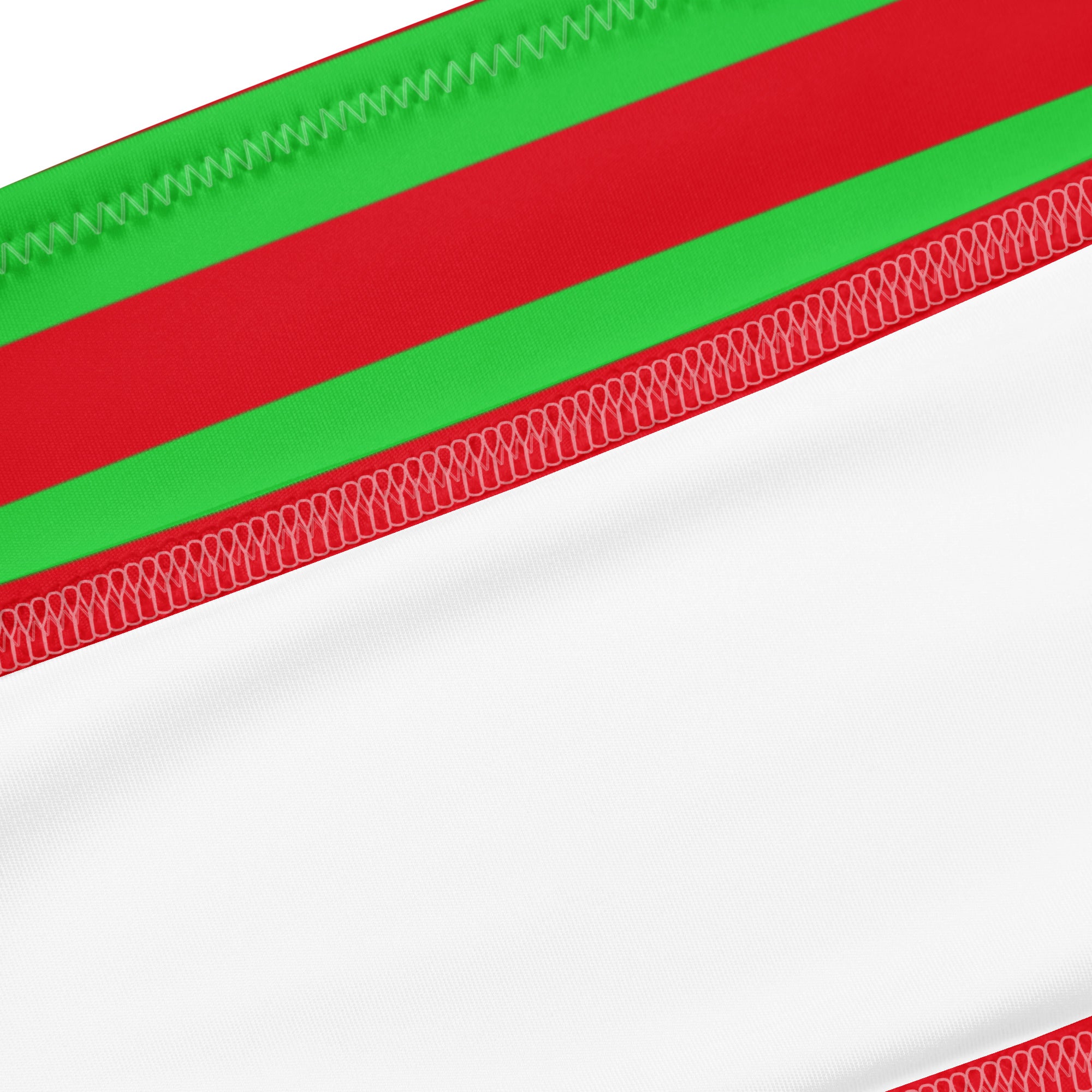 Women's Red & Green Striped Christmas Recycled Bandeau Bikini - Quick Drying Fabric With UPF 50+