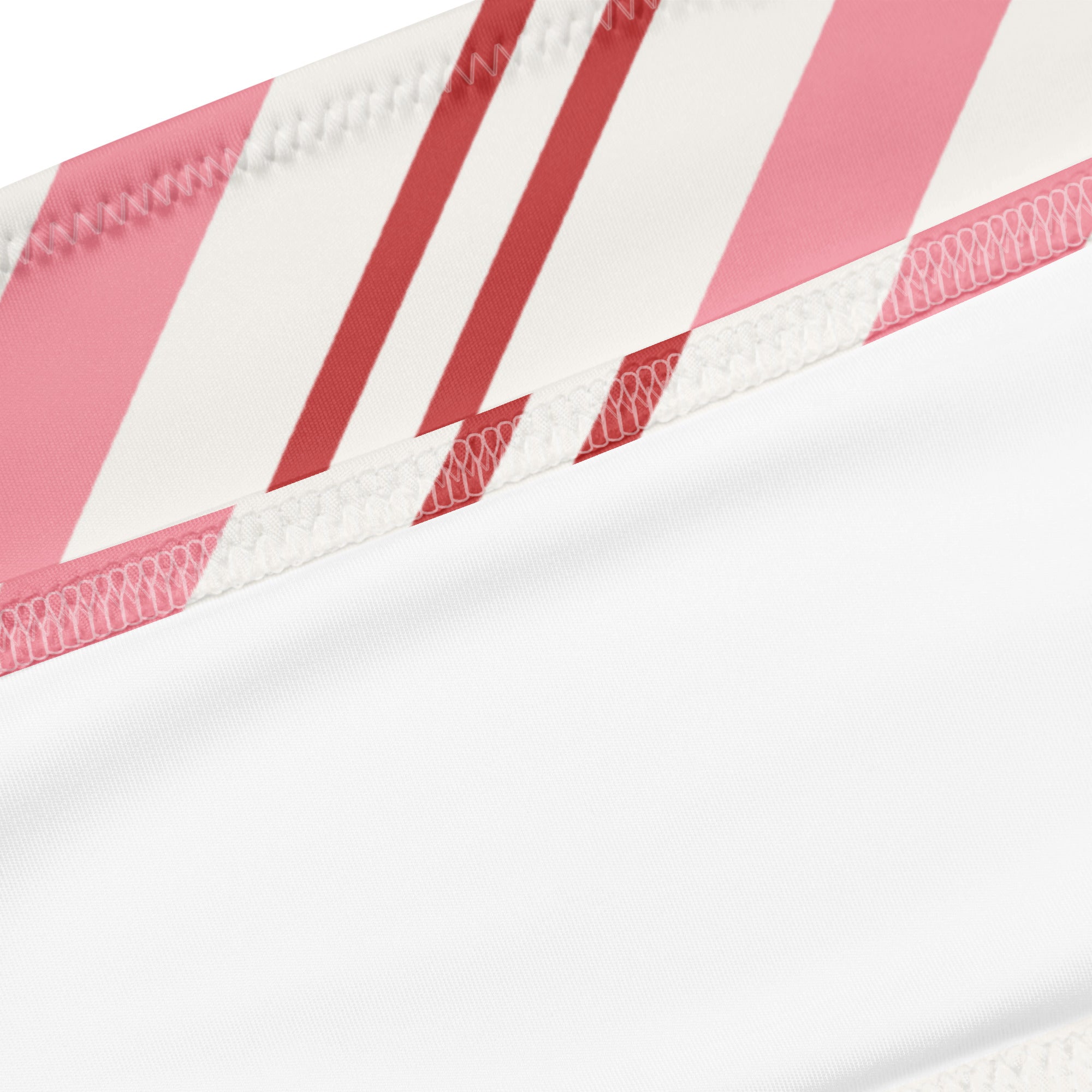 Women's Pink Striped Christmas Recycled Bandeau Bikini - Quick Drying Fabric With UPF 50+