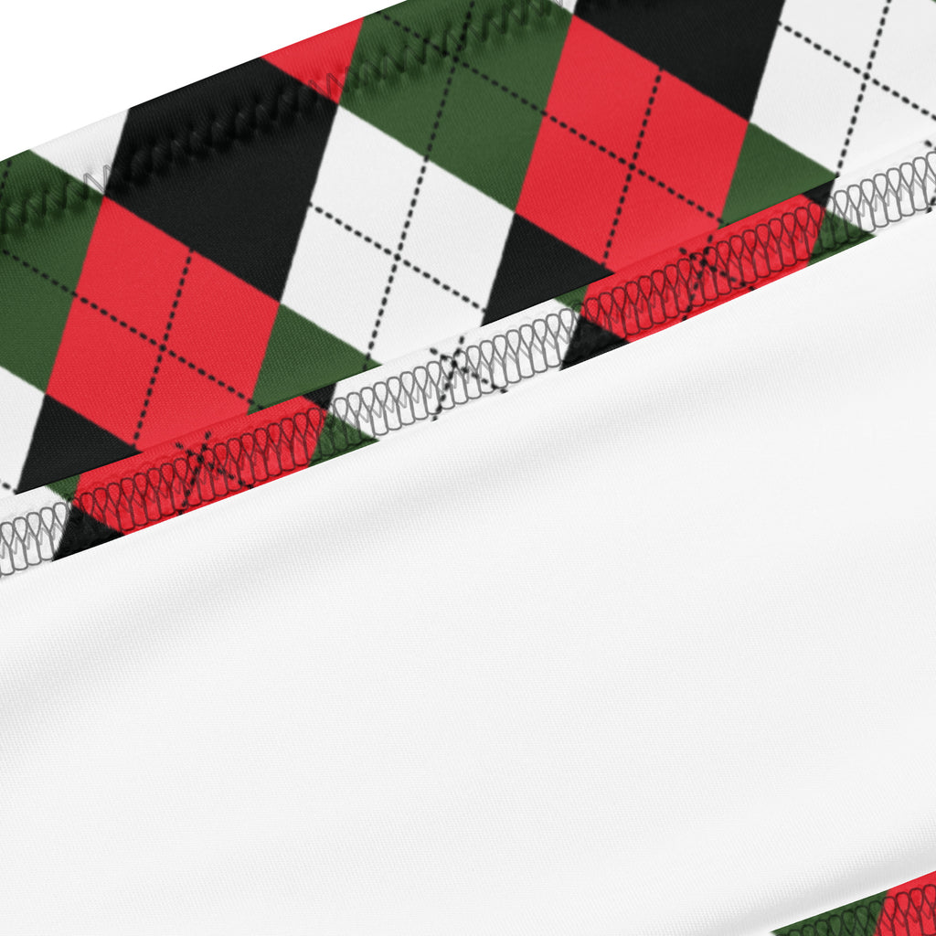 Women's Christmas Argyle Recycled Bandeau Bikini - Quick Drying Fabric With UPF 50+