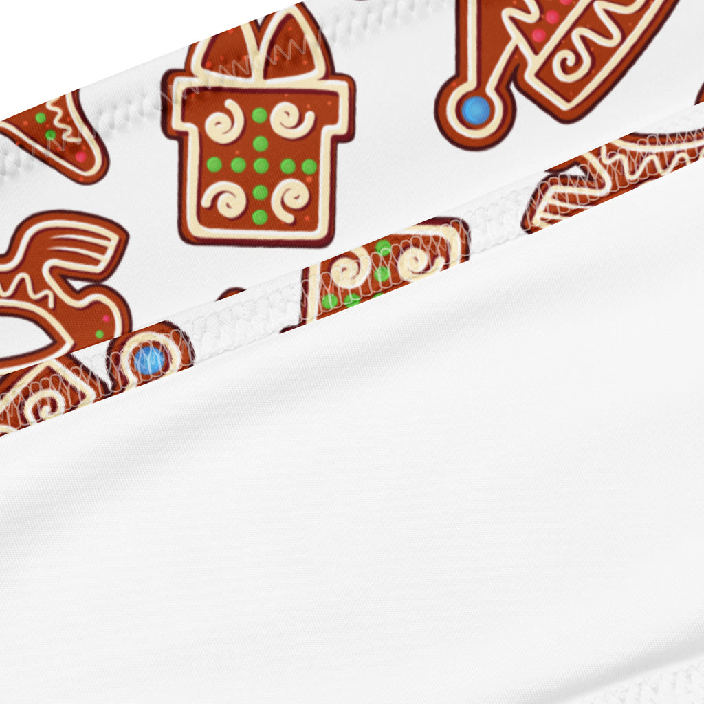 Women's White Gingerbread Canes Recycled Bandeau Bikini - Quick Drying Fabric With UPF 50+