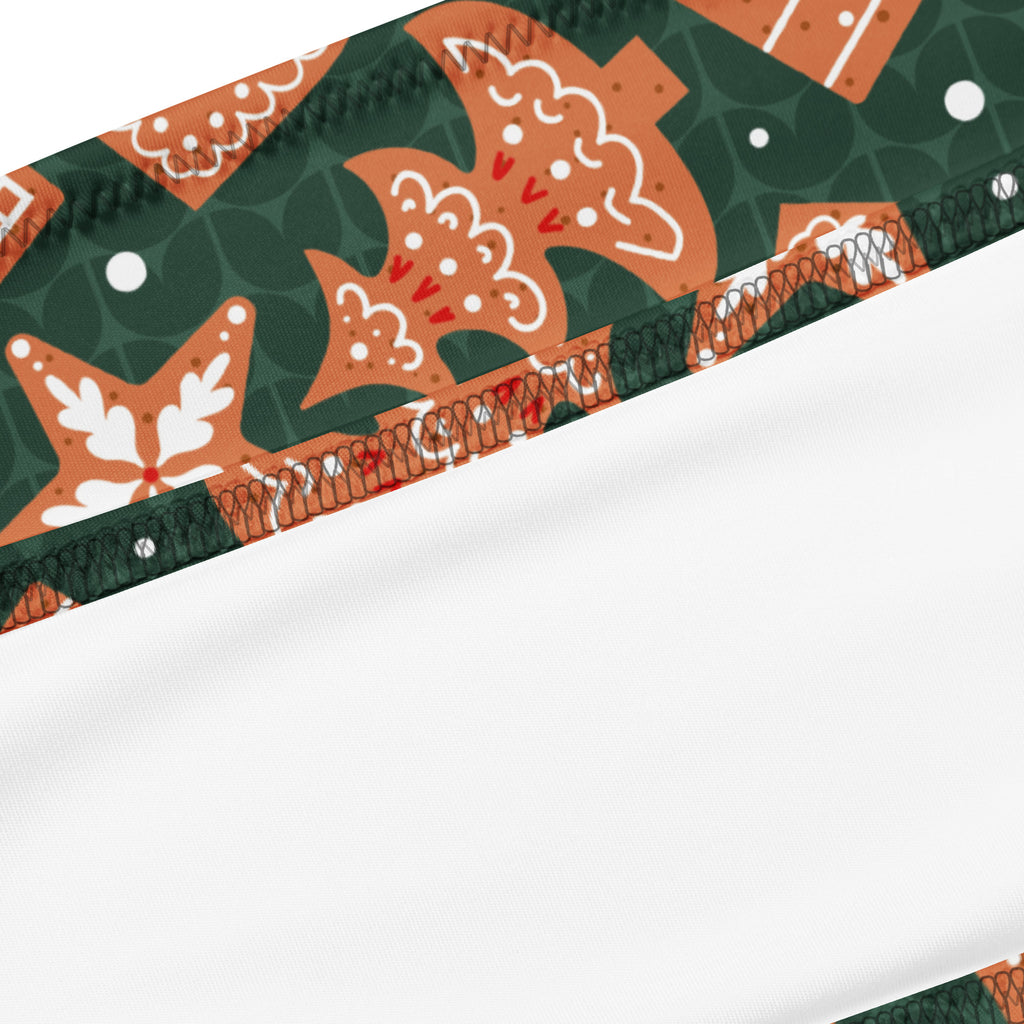 Women's Green Gingerbread Cookies Recycled Bandeau Bikini - Quick Drying Fabric With UPF 50+