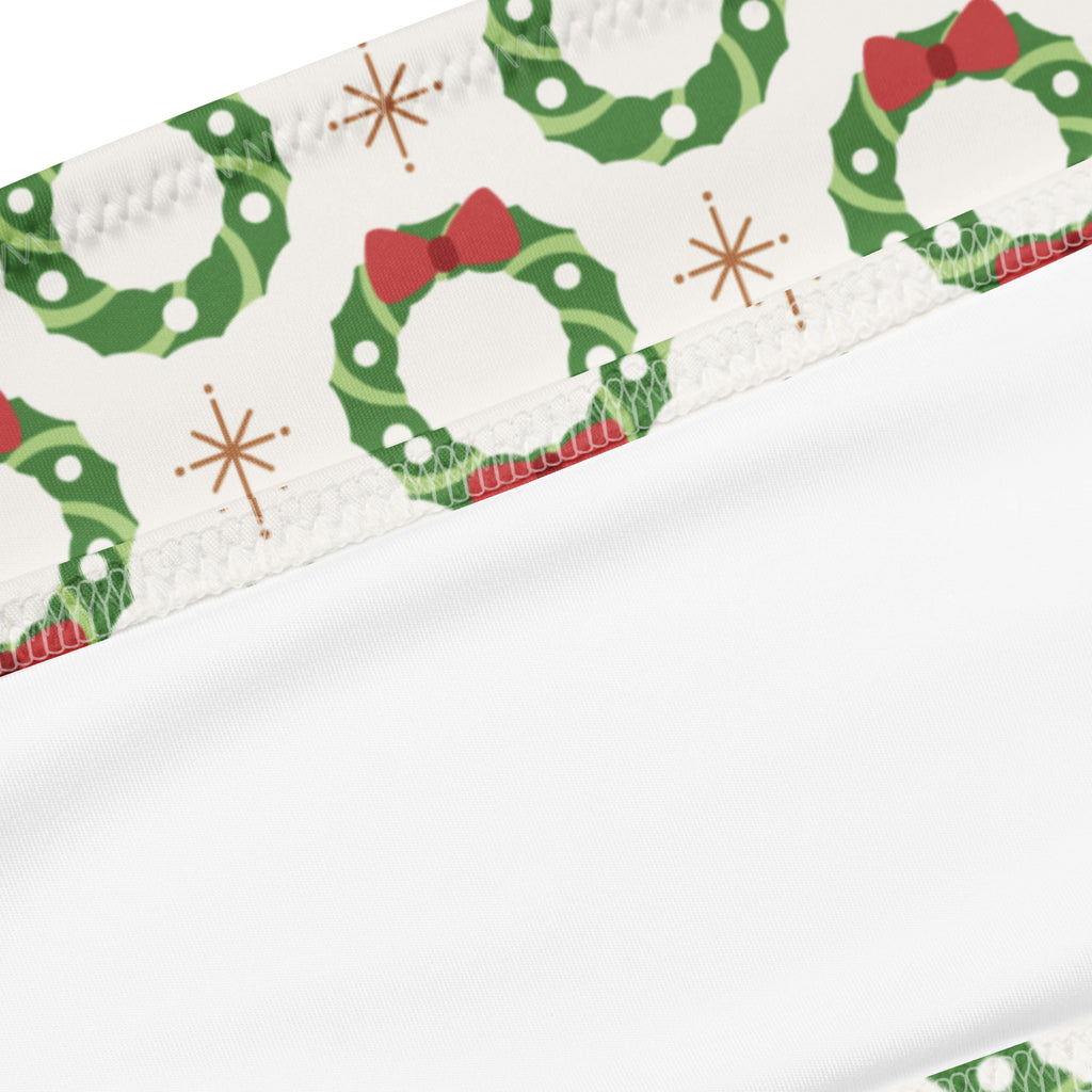 Women's Christmas Wreath Recycled Bandeau Bikini - Quick Drying Fabric With UPF 50+