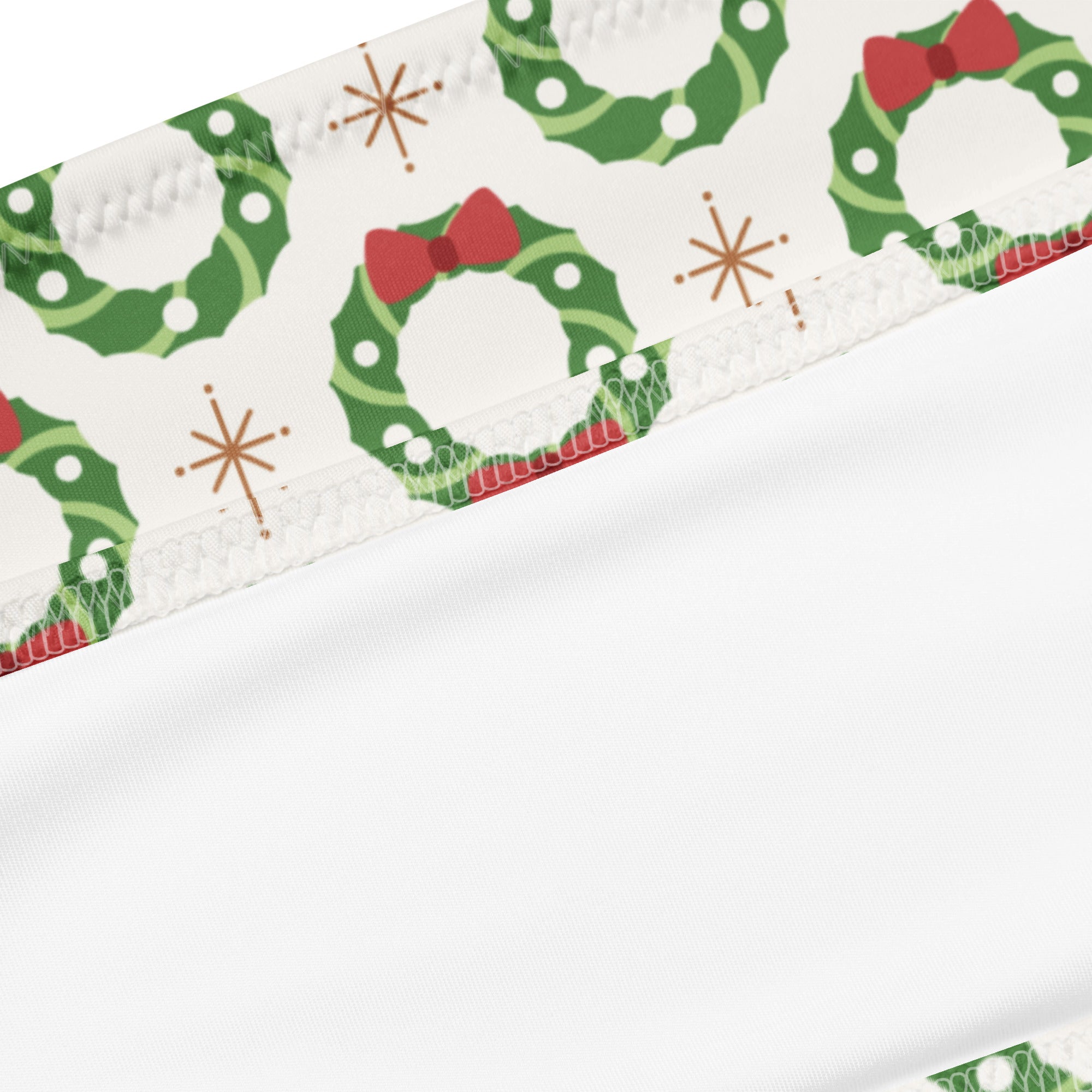 Women's Christmas Wreath Recycled Bandeau Bikini - Quick Drying Fabric With UPF 50+