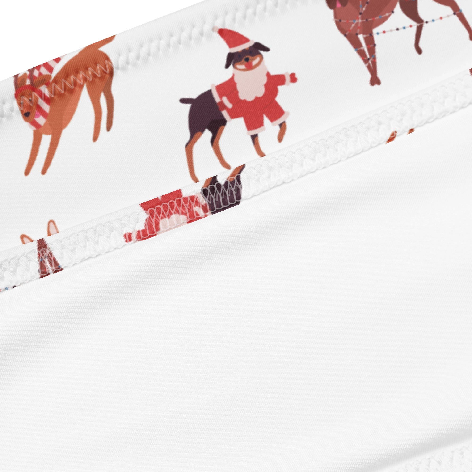 Women's Christmas Dog Recycled Bandeau Bikini - Quick Drying Fabric With UPF 50+