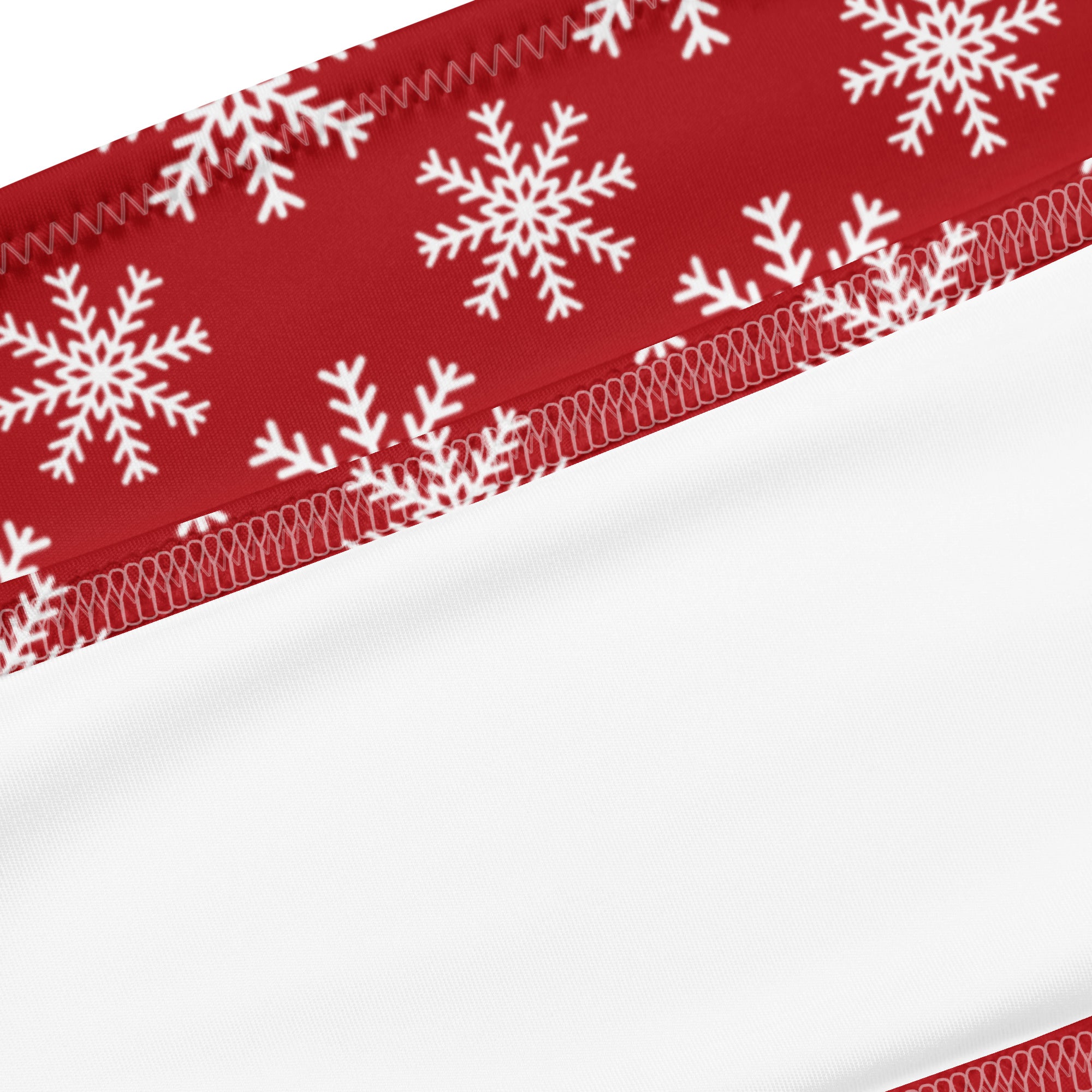 Women's Red Snowflake Christmas Recycled Bandeau Bikini - Quick Drying Fabric With UPF 50+