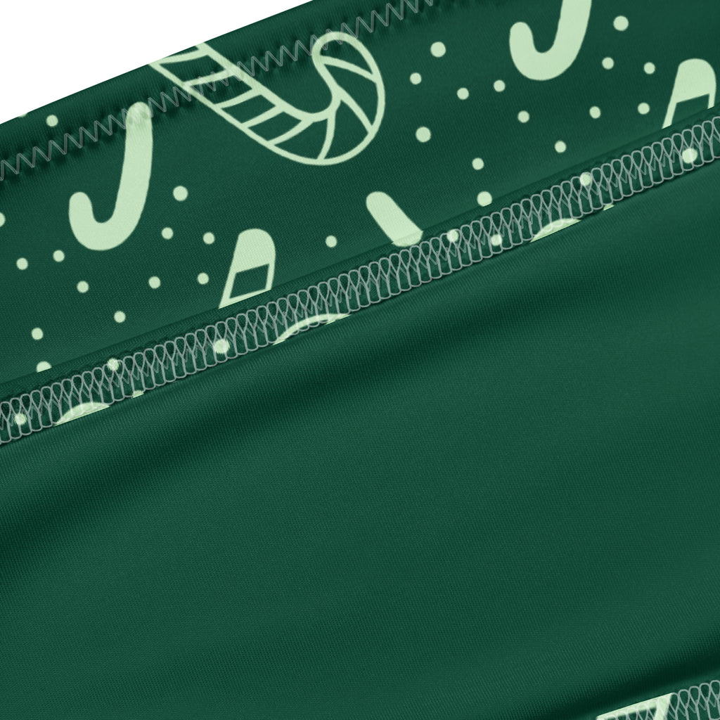 Women's Green Candy Cane Christmas Recycled Bandeau Bikini - Quick Drying Fabric With UPF 50+