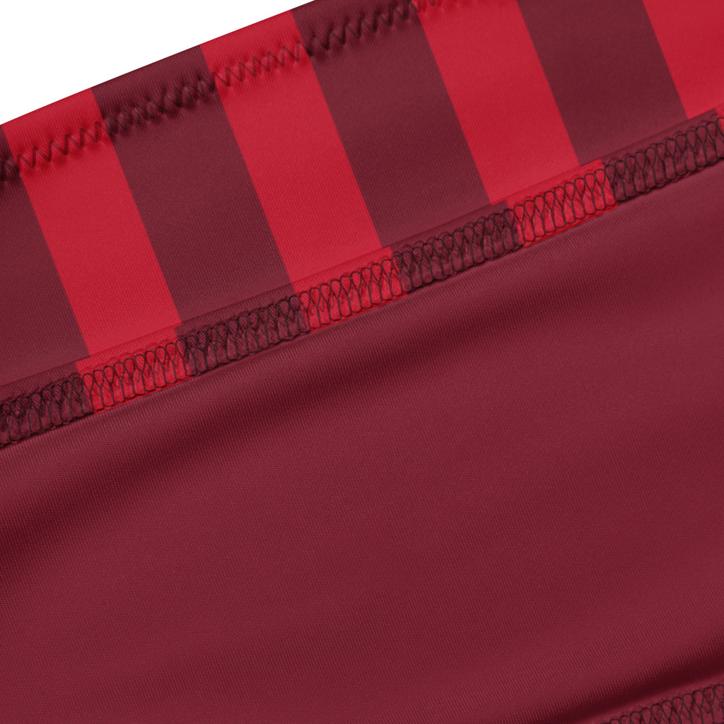 Women's Red Vertical Stripe Recycled Bandeau Bikini - Quick Drying Fabric With UPF 50+