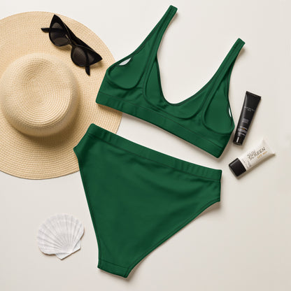 Women's Dark Green Padded Recycled Bikini - Quick Drying Fabric With UPF 50+
