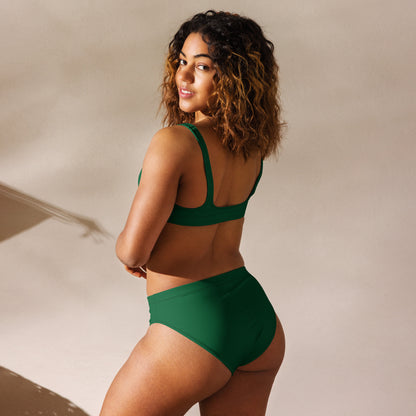 Women's Dark Green Padded Recycled Bikini - Quick Drying Fabric With UPF 50+