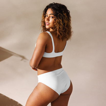 Women's White Padded Recycled Bikini - Quick Drying Fabric With UPF 50+