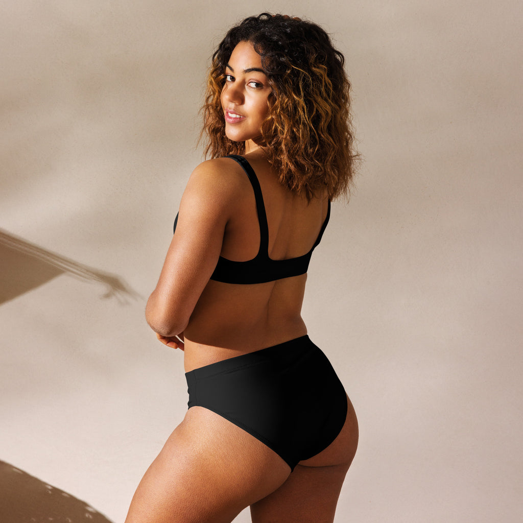 Women's Black Padded Recycled Bikini - Quick Drying Fabric With UPF 50+