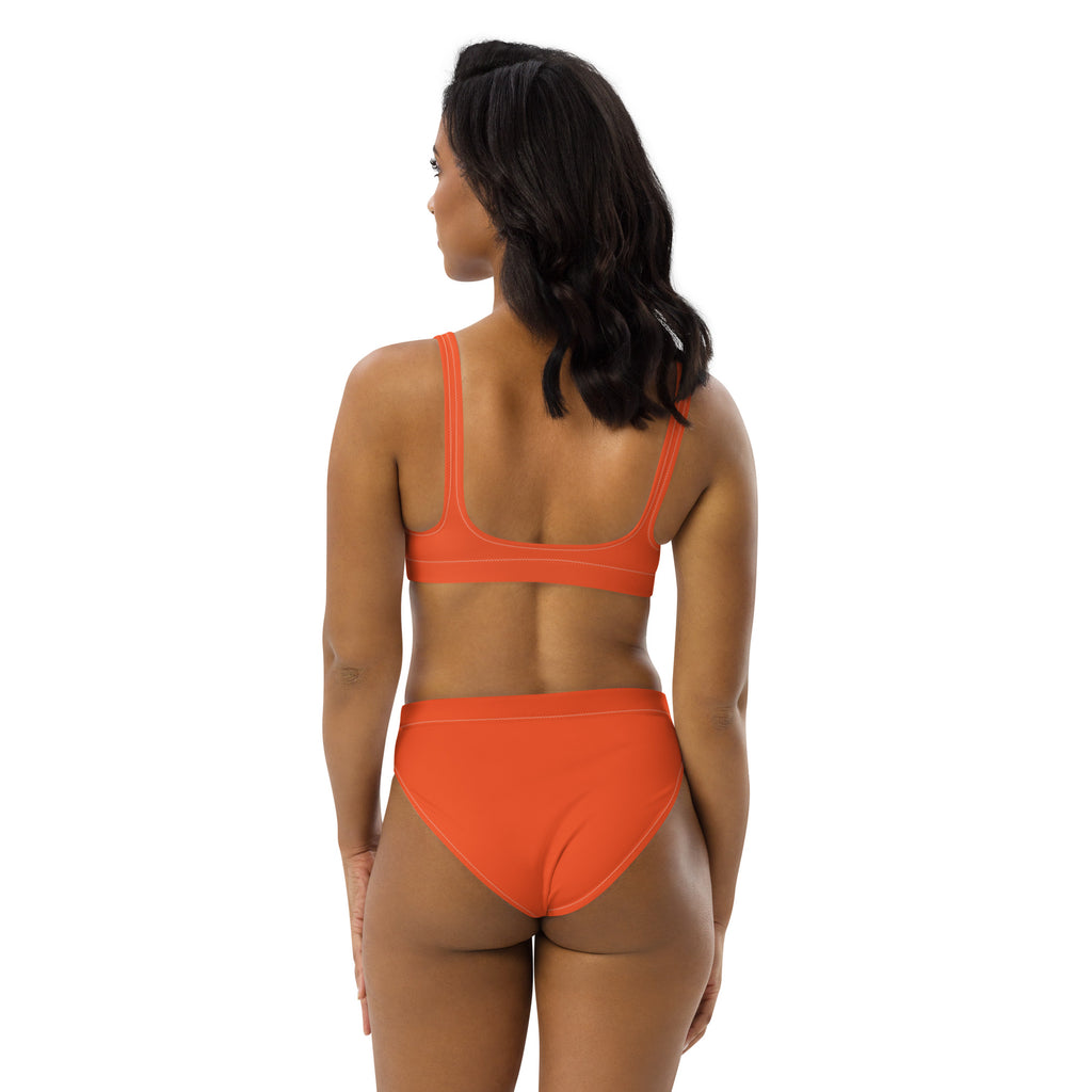 Women's Orange Padded Recycled Bikini - Quick Drying Fabric With UPF 50+