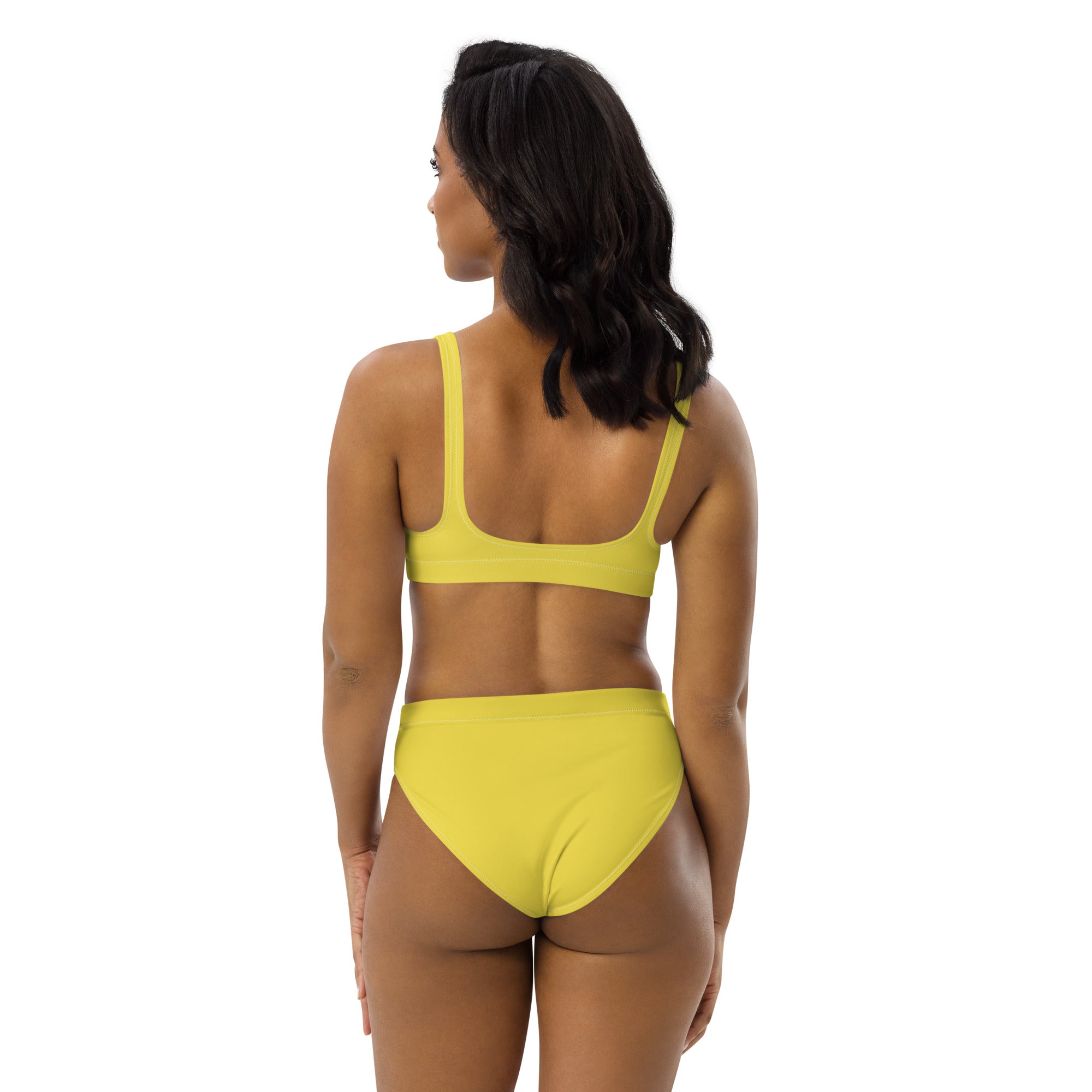Women's Yellow Padded Recycled Bikini - Quick Drying Fabric With UPF 50+