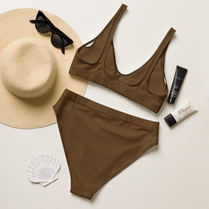 Women's Brown Padded Recycled Bikini - Quick Drying Fabric With UPF 50+