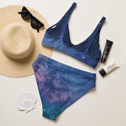 Women's Realistic Galaxy Padded Recycled Bikini - Quick Drying Fabric With UPF 50+