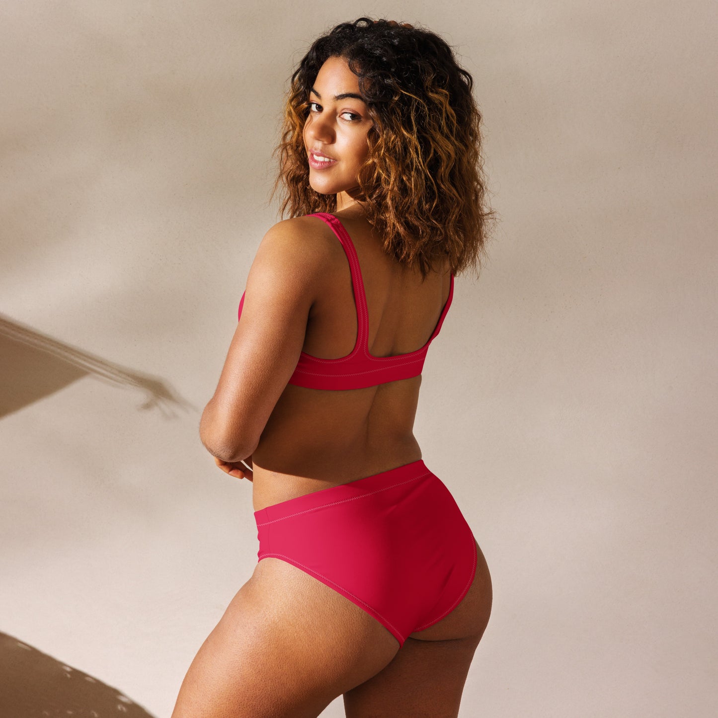 Women's Crimson Pink Padded Recycled Bikini - Quick Drying Fabric With UPF 50+