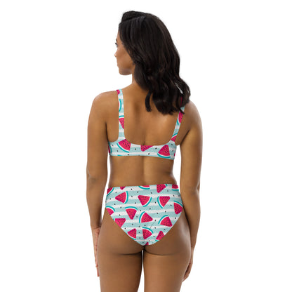 Women's Watermelon Print Padded Recycled Bikini - Quick Drying Fabric With UPF 50+