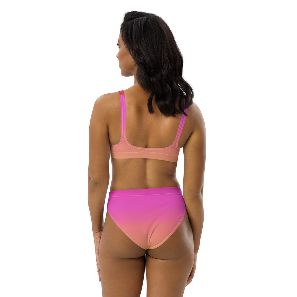 Women's Sunset Ombre Padded Recycled Bikini - Quick Drying Fabric With UPF 50+