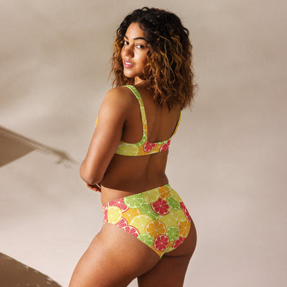 Women's Citrus Fruit Padded Recycled Bikini - Quick Drying Fabric With UPF 50+