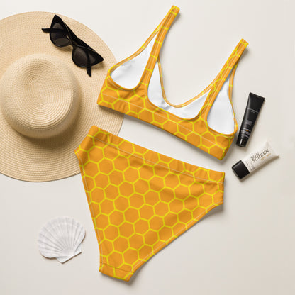 Women's Honeycomb Padded Recycled Bikini - Quick Drying Fabric With UPF 50+