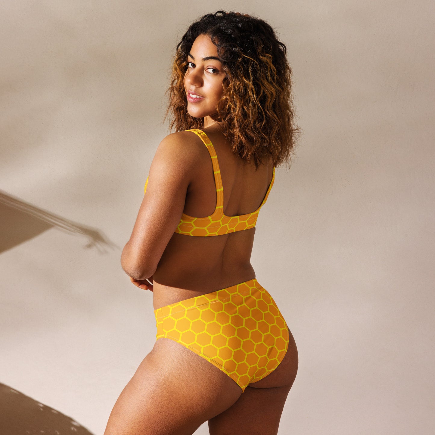 Women's Honeycomb Padded Recycled Bikini - Quick Drying Fabric With UPF 50+