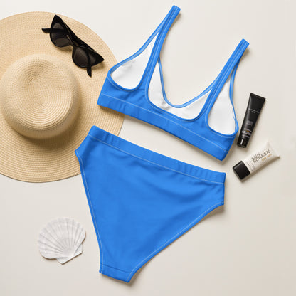 Women's Blue Padded Recycled Bikini - Quick Drying Fabric With UPF 50+