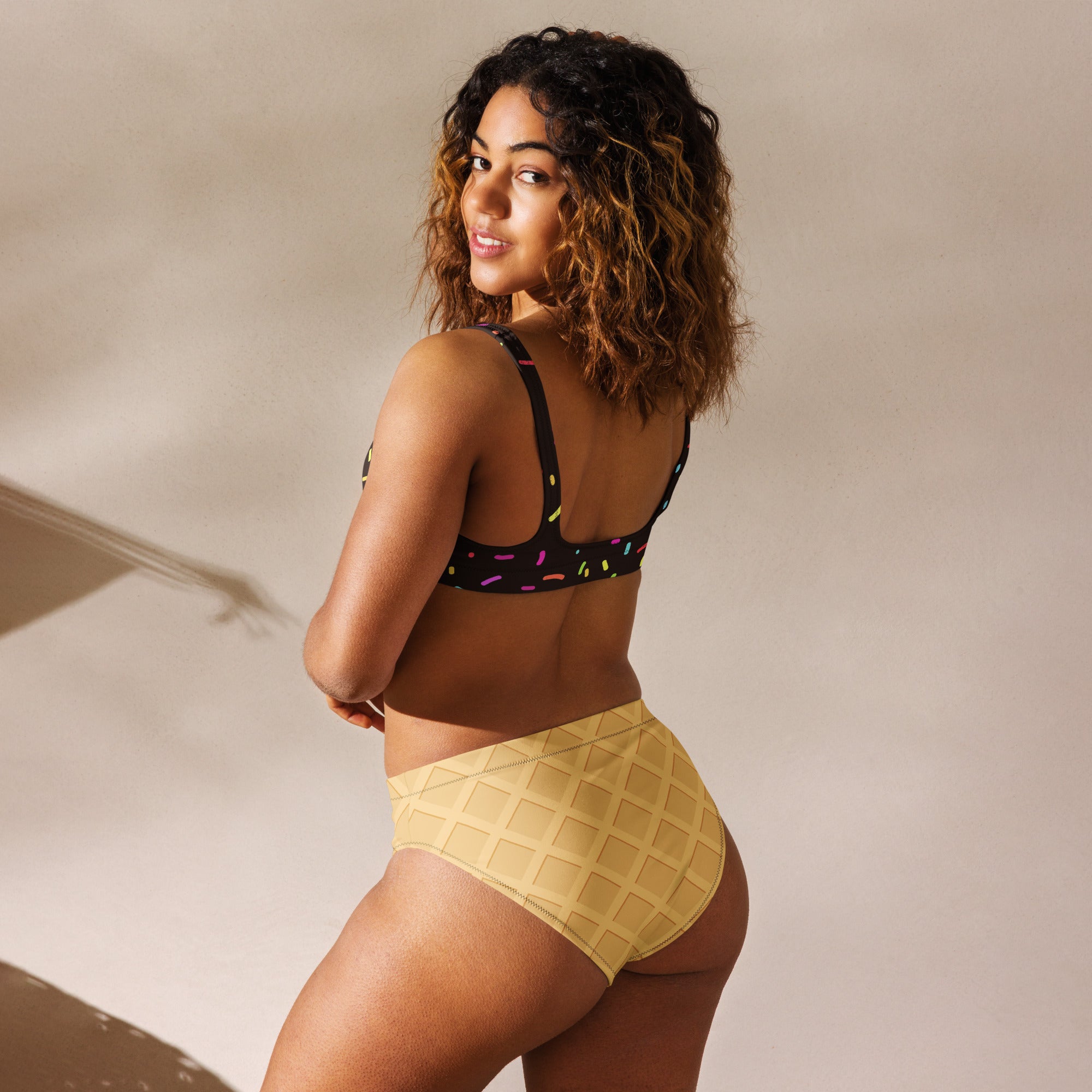 Women's Chocolate Ice Cream Cone Padded Recycled Bikini - Quick Drying Fabric With UPF 50+