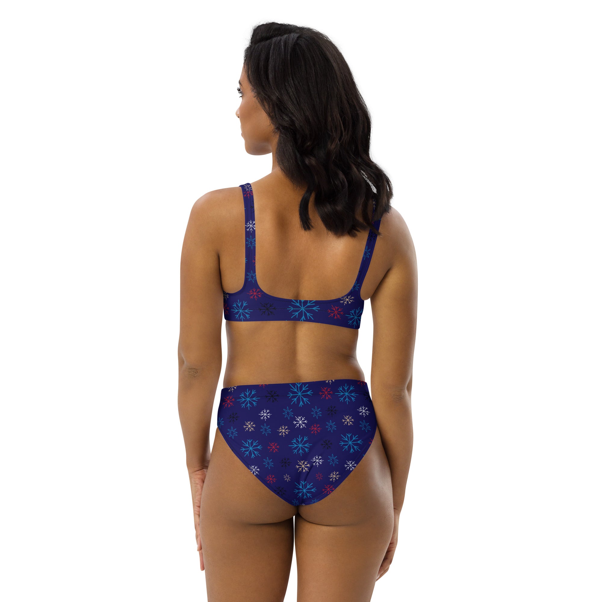Women's Blue Snowflake Recycled Bikini - Quick Drying Fabric With UPF 50+