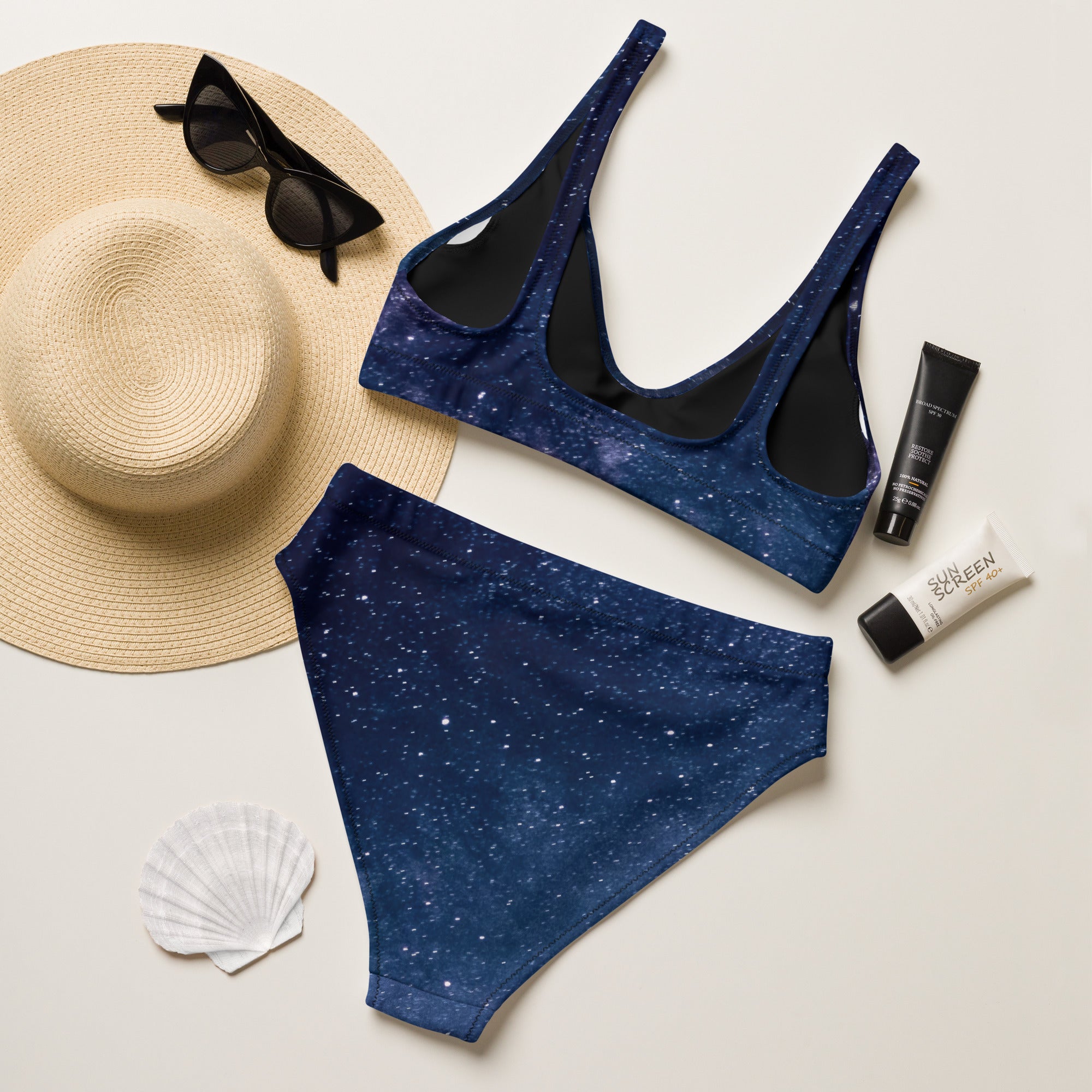 Women's Realistic Galaxy Recycled Bikini - Removable Padding, Buttery Soft Quick-Drying UPF 50+ Fabric