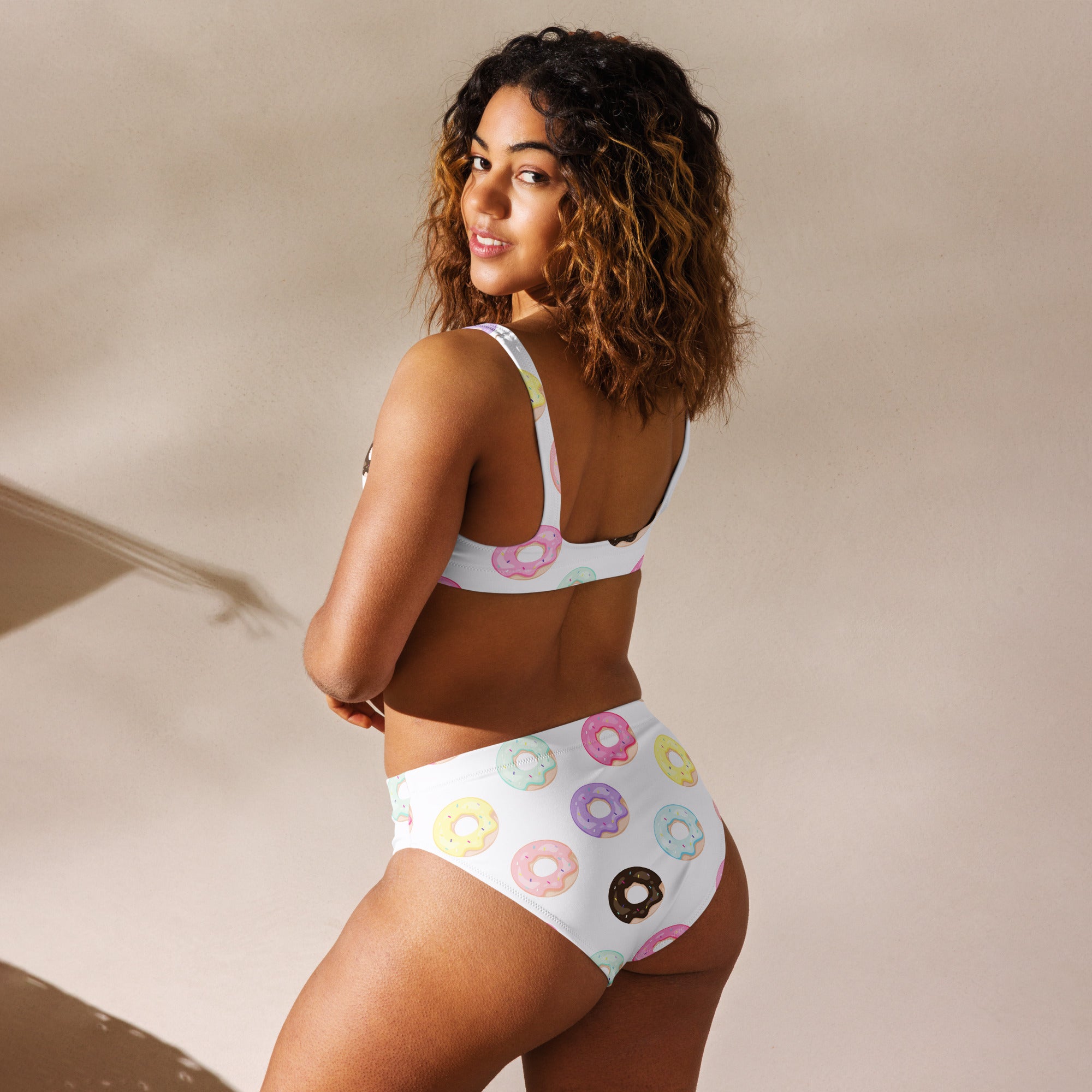 Women's Colorful Donuts Recycled Bikini - Removable Padding, Buttery Soft Quick-Drying UPF 50+ Fabric