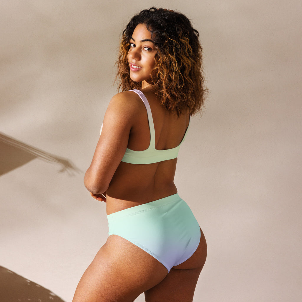 Women's Pastel Rainbow Recycled Bikini - Removable Padding, Buttery Soft Quick-Drying UPF 50+ Fabric