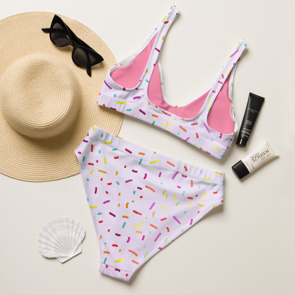Women's Colorful Sprinkles Recycled Bikini - Removable Padding, Buttery Soft Quick-Drying UPF 50+ Fabric