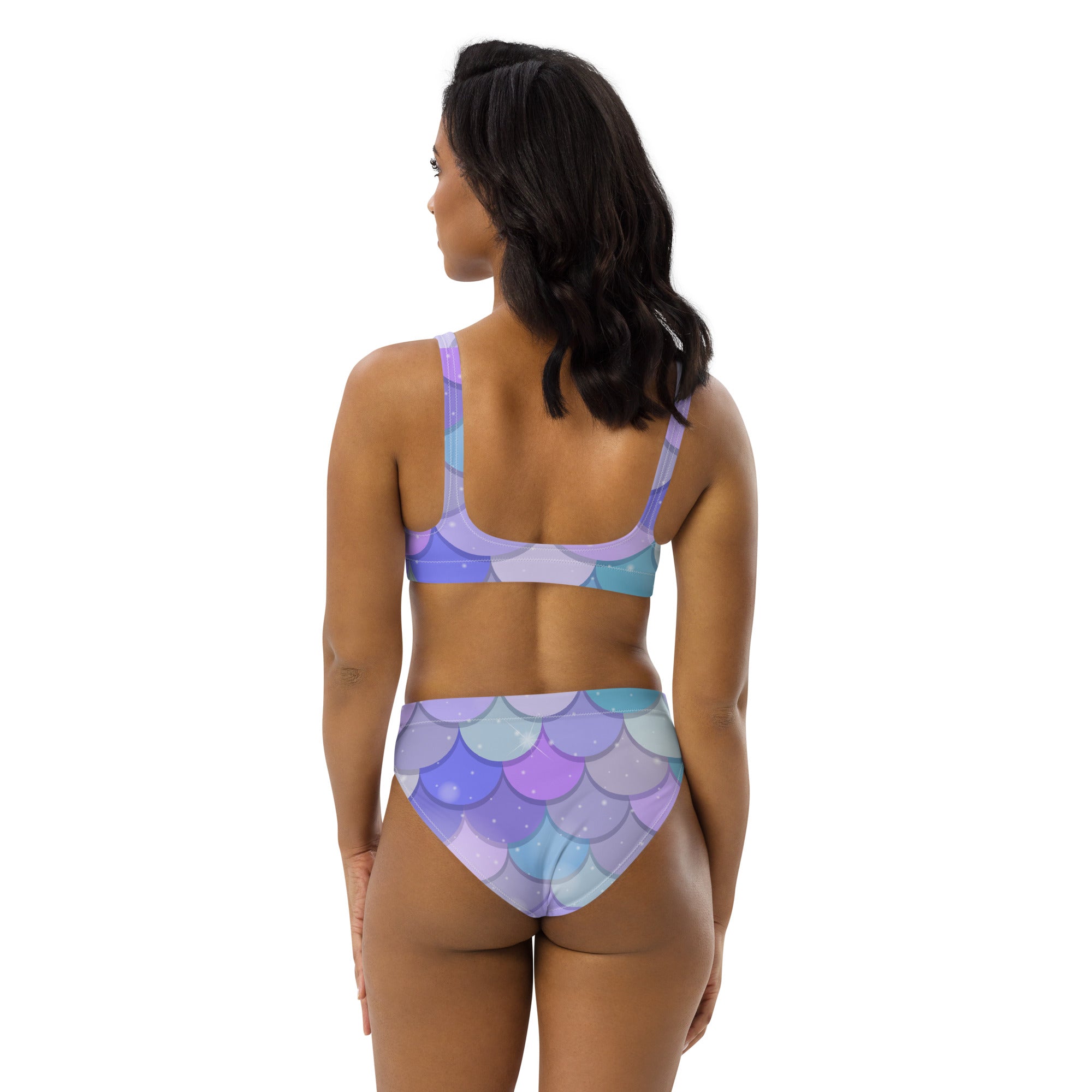 Women's Purple Mermaid Scale Recycled Bikini - Removable Padding, Buttery Soft Quick-Drying UPF 50+ Fabric
