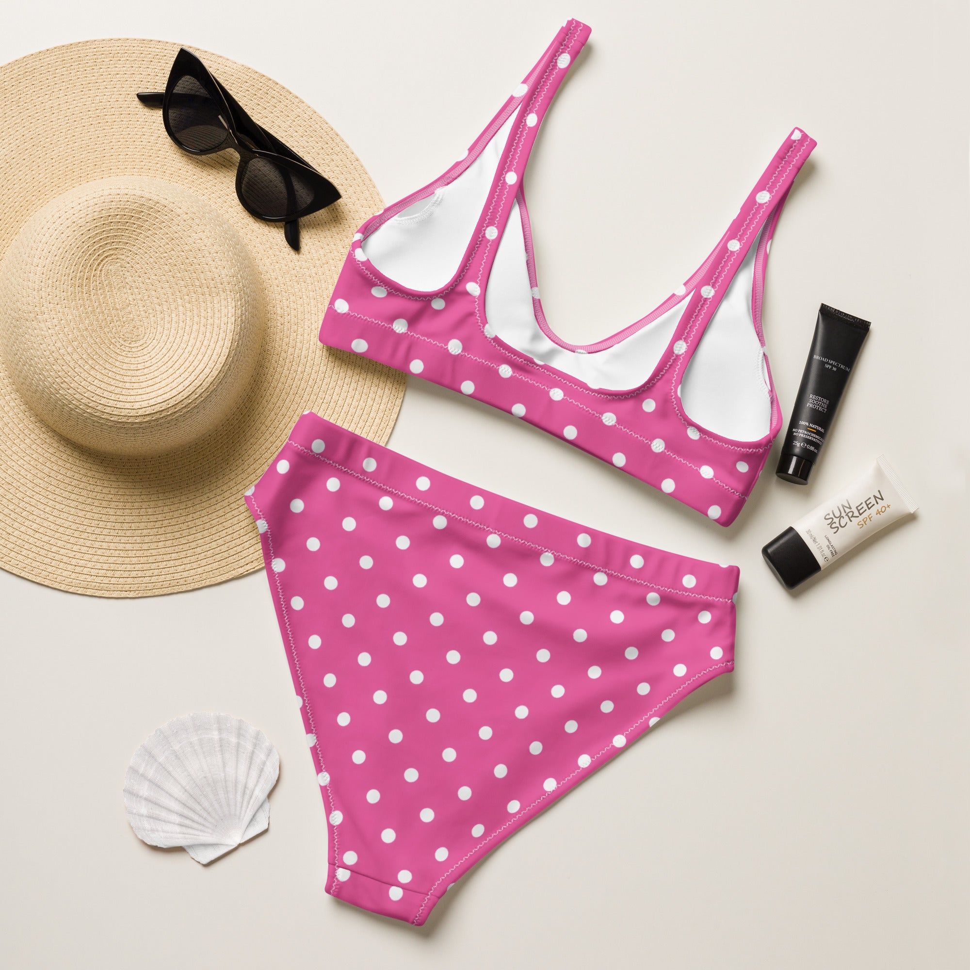 Women's Magenta Pink Recycled Bikini - Removable Padding, Buttery Soft Quick-Drying UPF 50+ Fabric