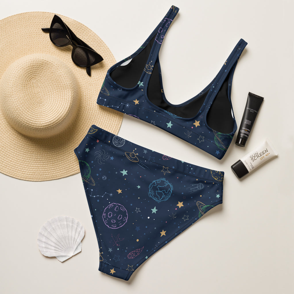 Women's Colorful Galaxy Space Recycled Bikini - Removable Padding, Buttery Soft Quick-Drying UPF 50+ Fabric