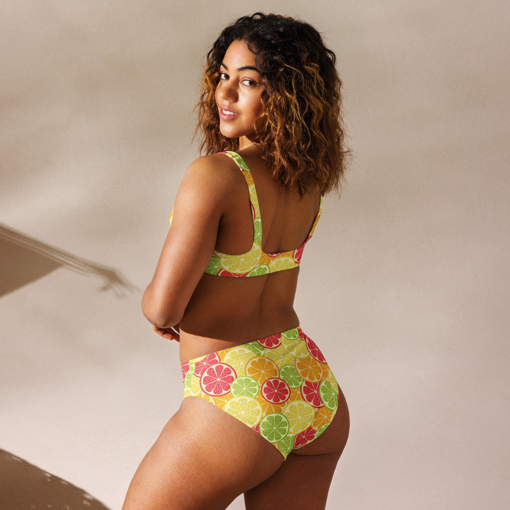 Women's Citrus Fruit Recycled Bikini - Removable Padding, Buttery Soft Quick-Drying UPF 50+ Fabric