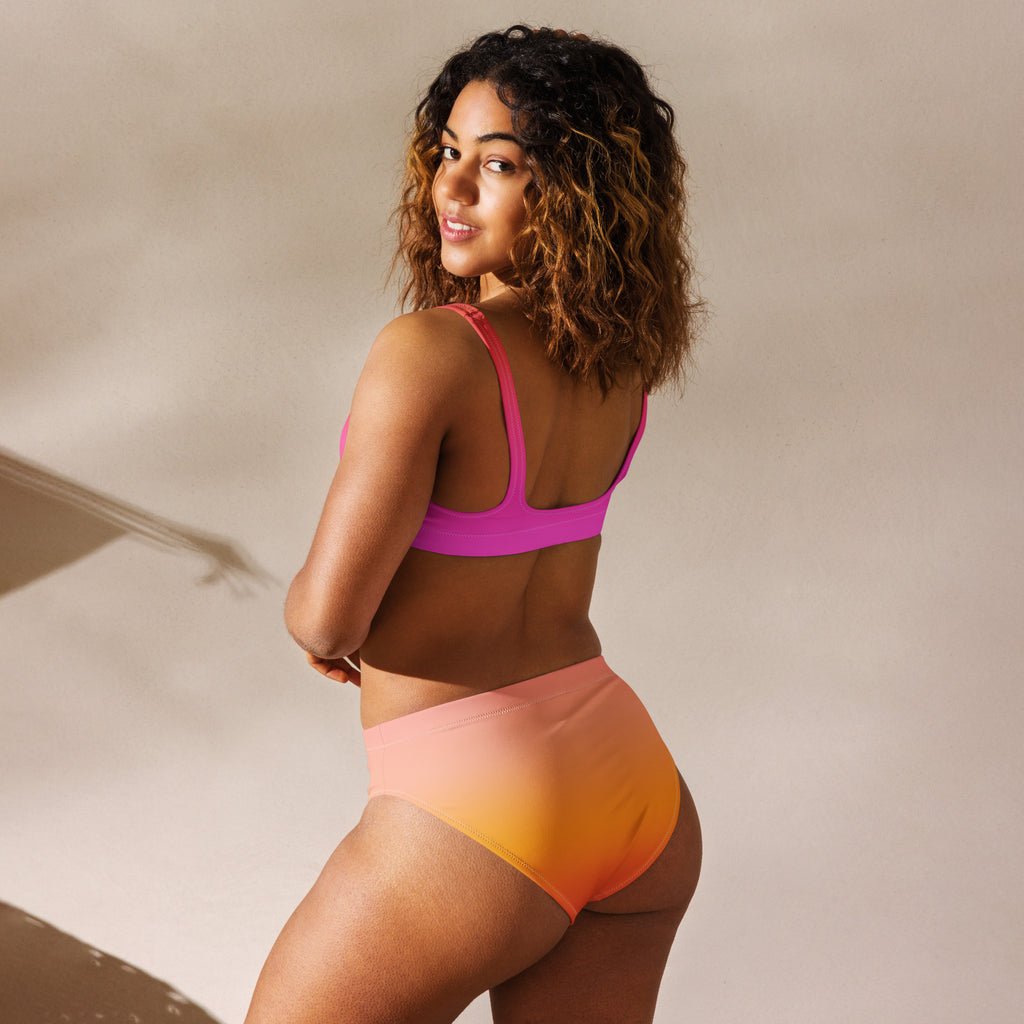 Women's Sunset Ombre Recycled Bikini - Removable Padding, Buttery Soft Quick-Drying UPF 50+ Fabric