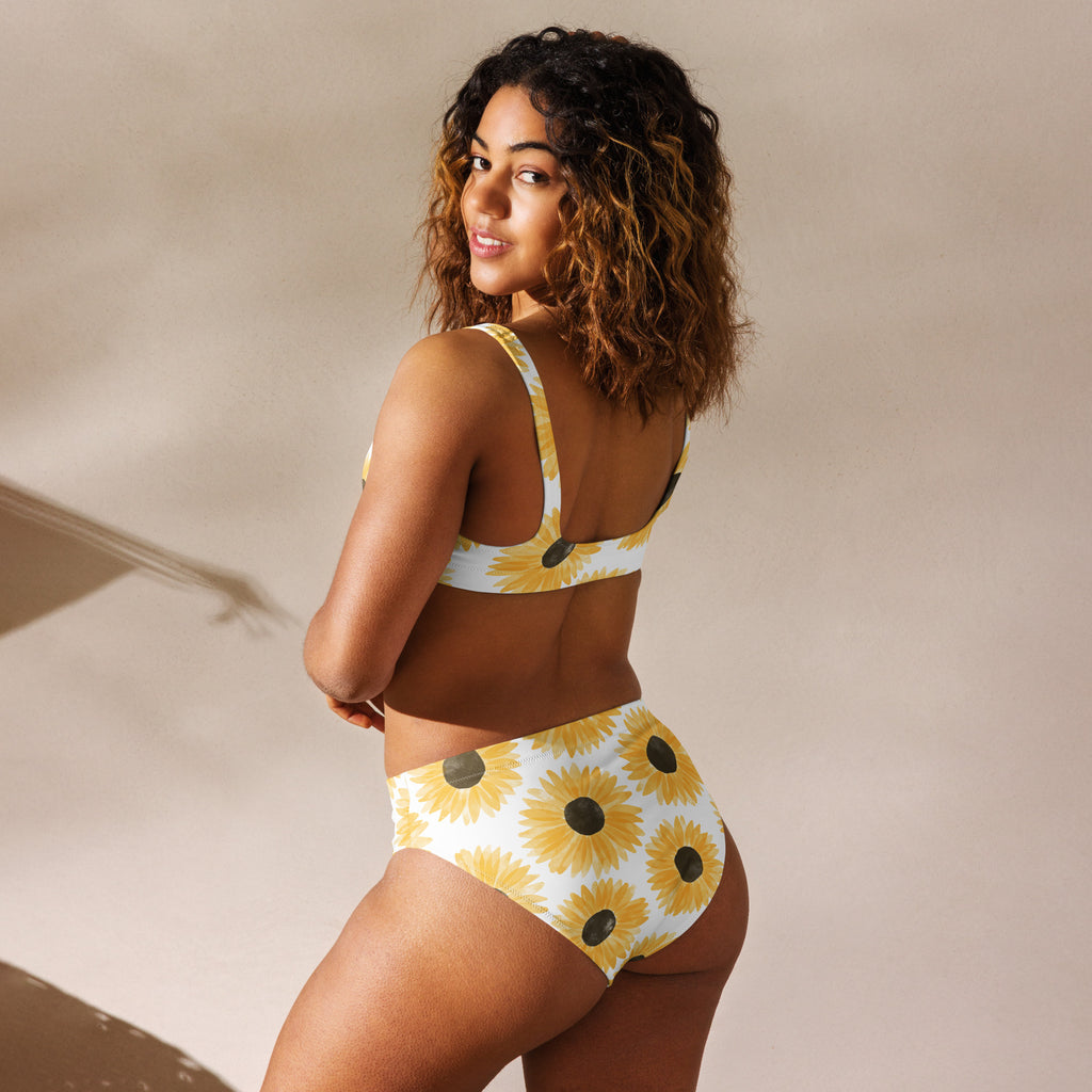 Women's Sunflower Recycled Bikini - Removable Padding, Buttery Soft Quick-Drying UPF 50+ Fabric