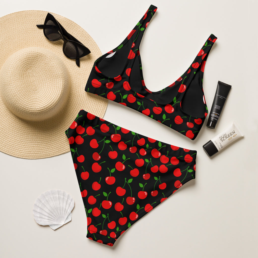 Women's Black Cherry Recycled Bikini - Removable Padding, Buttery Soft Quick-Drying UPF 50+ Fabric