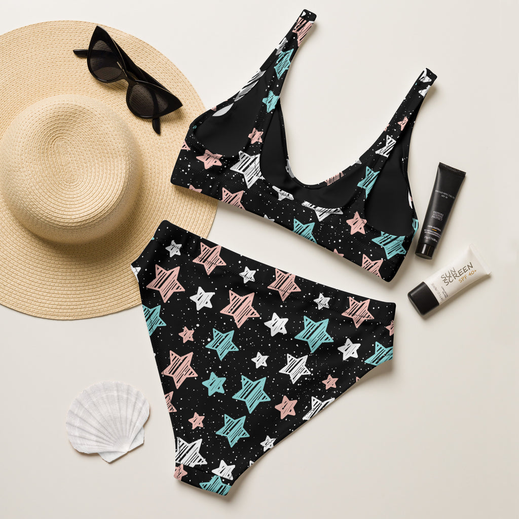 Women's Doodle Star Recycled Bikini - Removable Padding, Buttery Soft Quick-Drying UPF 50+ Fabric
