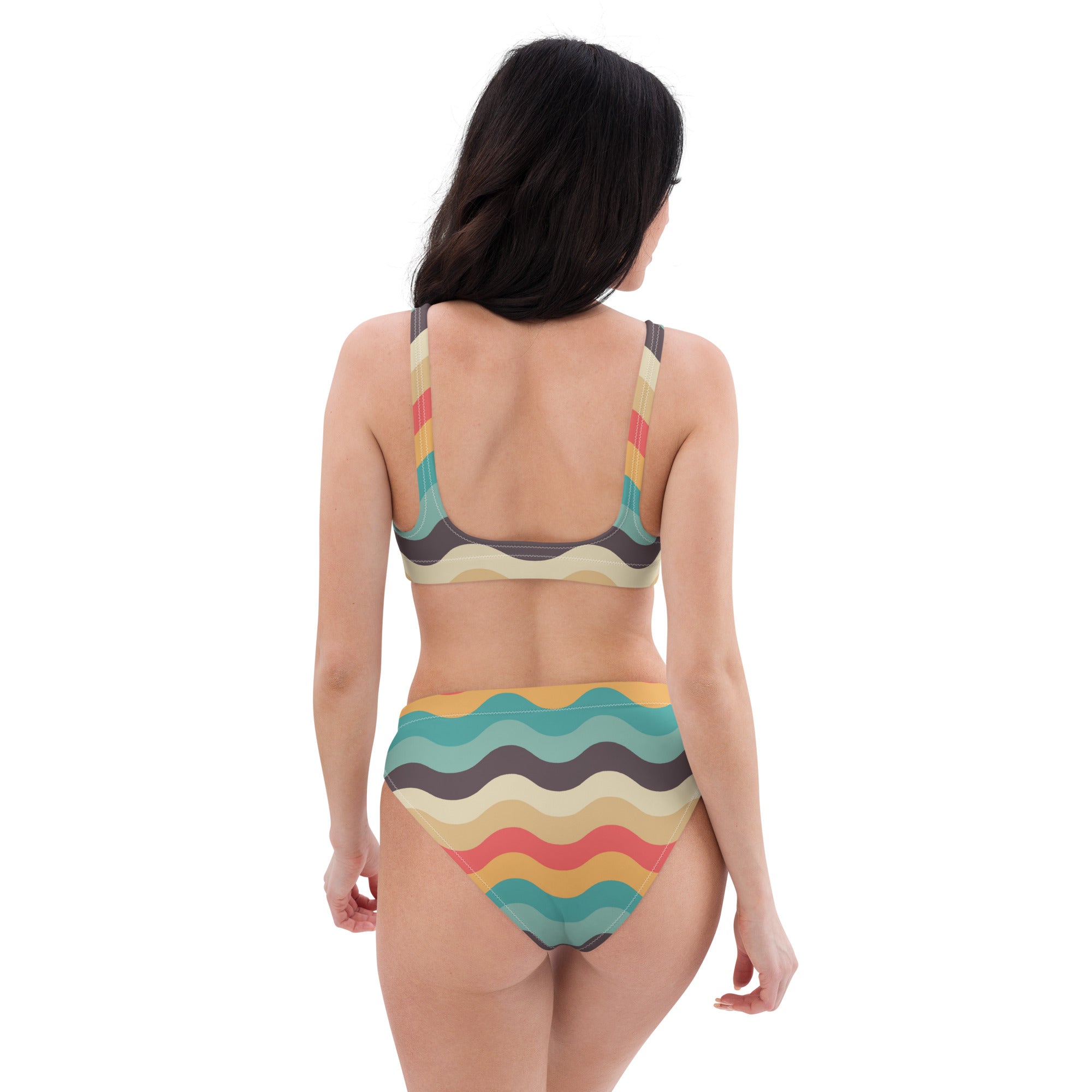 Women's Retro Wave Recycled Bikini - Removable Padding, Buttery Soft Quick-Drying UPF 50+ Fabric